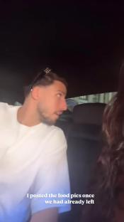 Maya Jama's Instagram story showing Ruben Dias in a car.