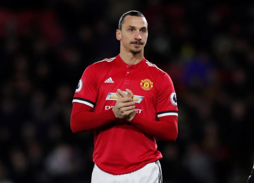 Zlatan Ibrahimovic in Manchester United uniform.