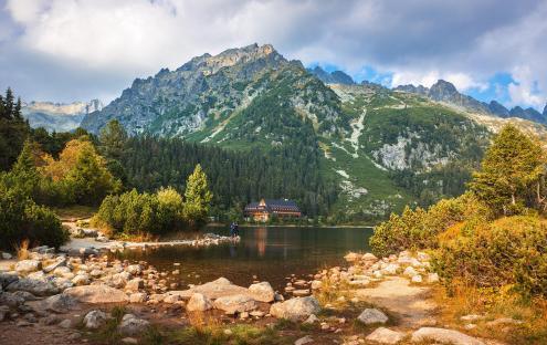 Poprad Lake in the High Tatras National Park, Slovakia.