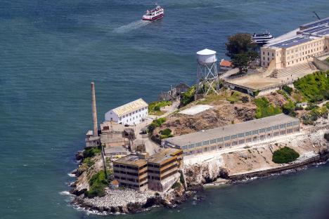 Aerial view of Alcatraz Island.