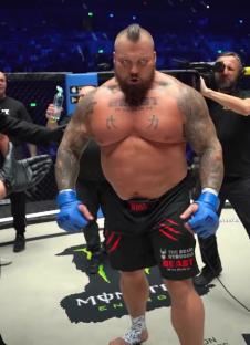 Eddie Hall in a boxing ring before a fight.
