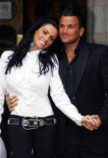 Katie Price and Peter Andre leaving the High Court after winning a libel case.
