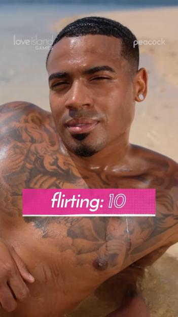 Tyrique Hyde from Love Island Games; flirting rating: 10.
