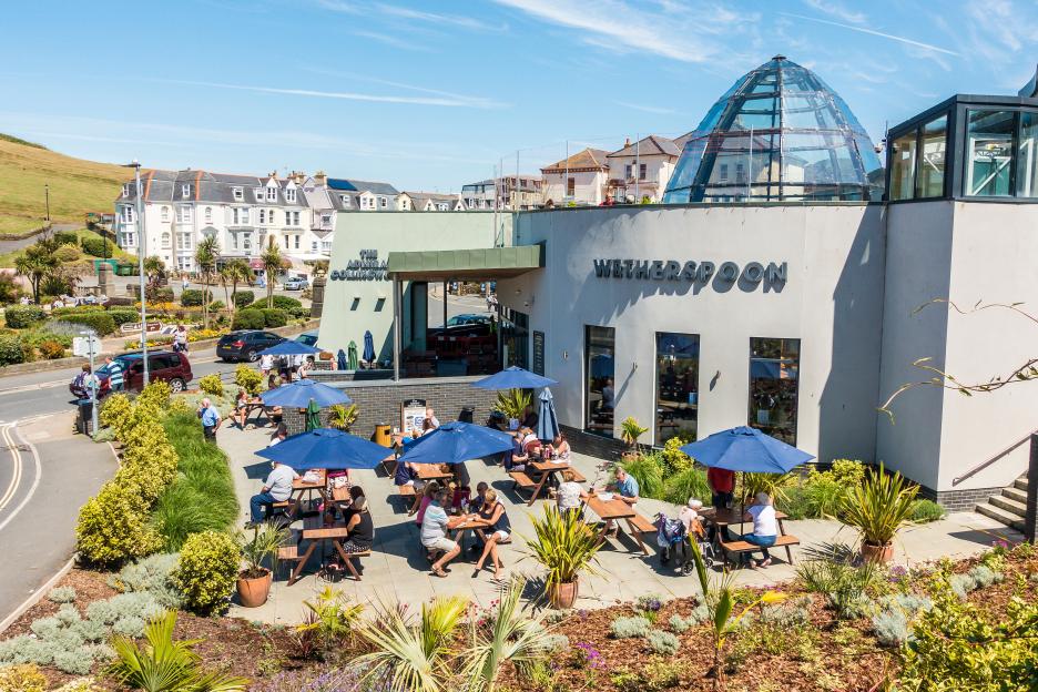 Award-winning Wetherspoons pub that has huge rooftop beer garden is right by the beach