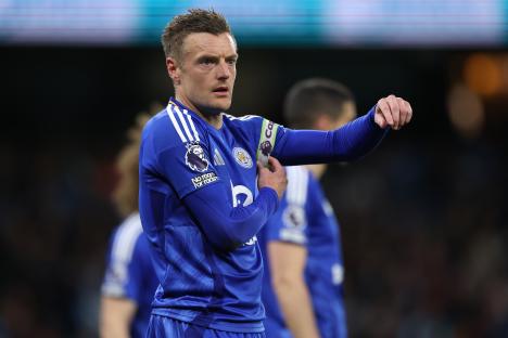 Jamie Vardy of Leicester City during a Premier League match.