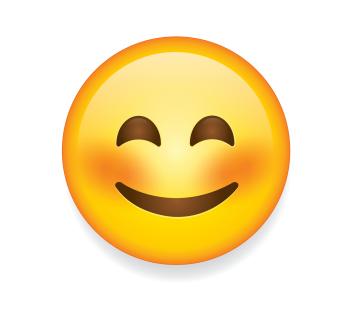 Illustration of a blushing smiley face emoticon.