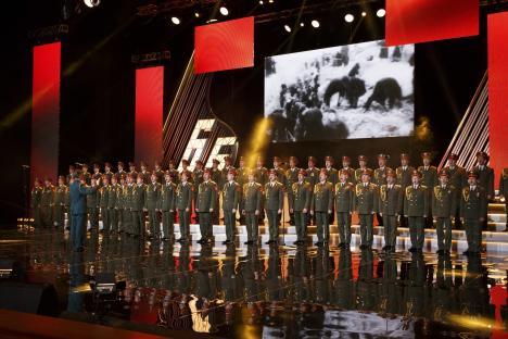 The Alexandrov Ensemble choir performing on stage.