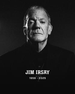 Black and white portrait of Jim Irsay.