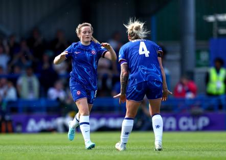 Erin Cuthbert of Chelsea celebrates scoring a goal.