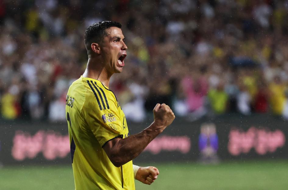 Cristiano Ronaldo celebrating a goal.