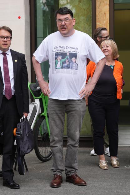 Graham Linehan outside Westminster Magistrates' Court.