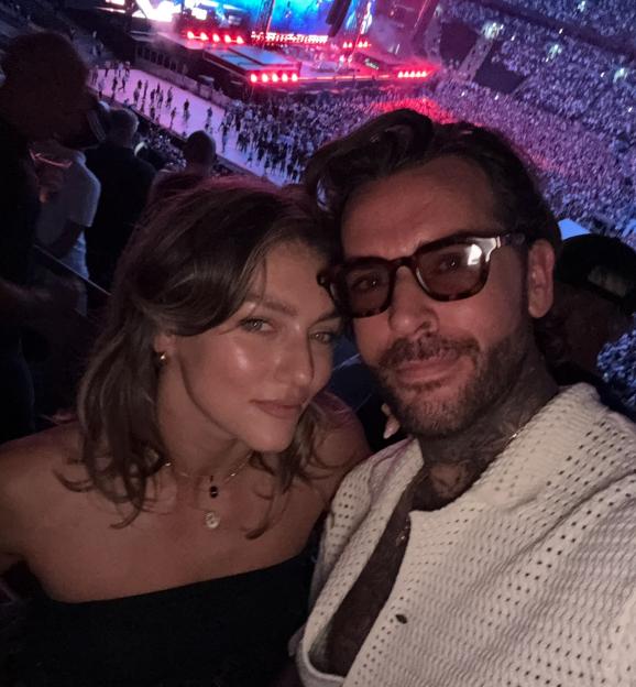 Couple selfie at a concert.
