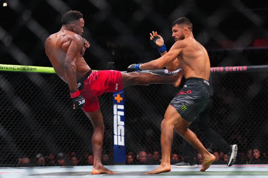 Lerone Murphy and Aaron Pico facing off at a UFC weigh-in.