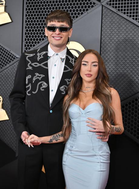 Peso Pluma and Nicki Nicole at the Grammy Awards.