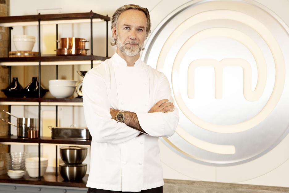 Marcus Wareing, Masterchef judge, in a chef's jacket.