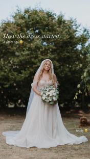 Bride in wedding dress three years ago.