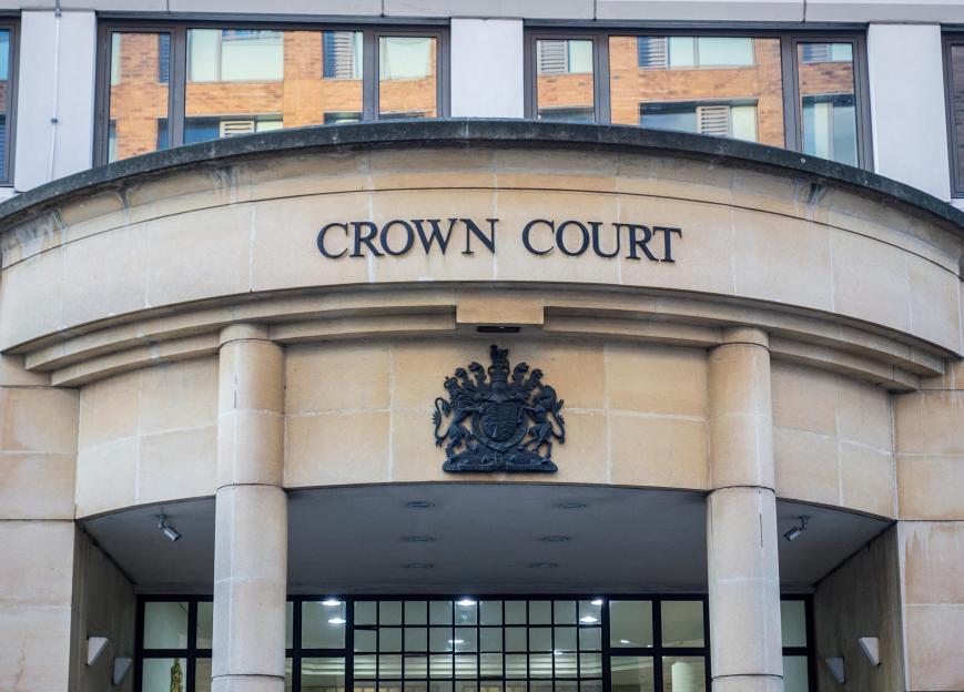 Blackfriars Crown Court entrance in London.