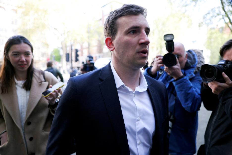 Christopher Cash arriving at Westminster Magistrates' Court.