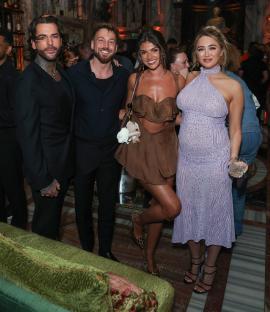 Peter Wicks, Sam Thompson, Samie Elishi, and Georgia Harrison at Olivia Attwood's birthday celebration.