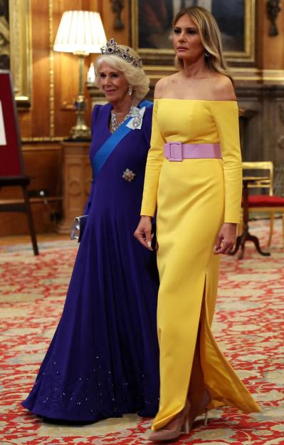 Queen Camilla, Melania Trump, Paula Reynolds, Prince William, and Catherine, Princess of Wales at Windsor Castle.