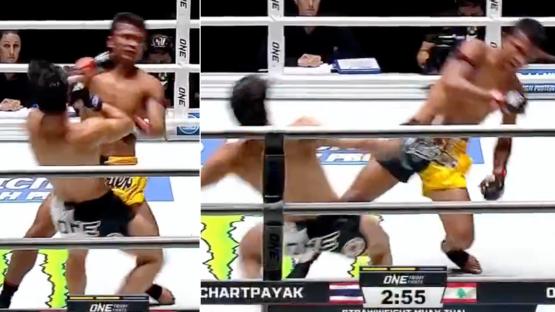 Astonishing SIMULTANEOUS KNOCKDOWN sees kickboxing fight likened to Dragonball Z as fighters fly off each other