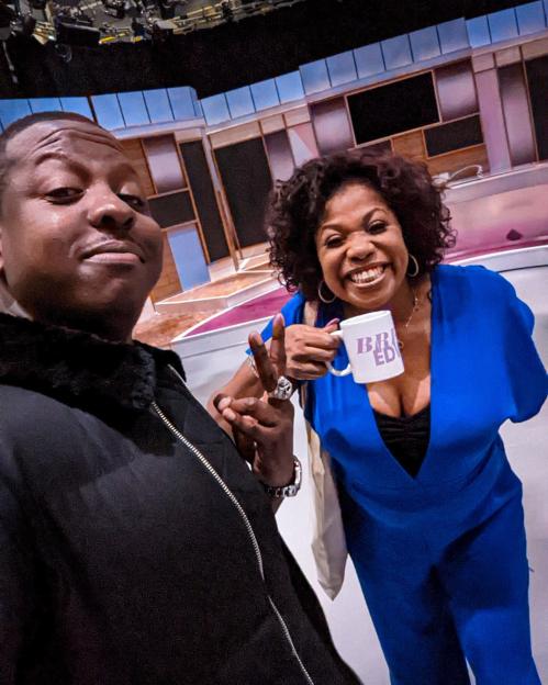 Brenda Edwards and Jamal Edwards on the set of Loose Women.