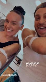 Vito Coppola and Ellie Leach showing off their new matching tattoos.