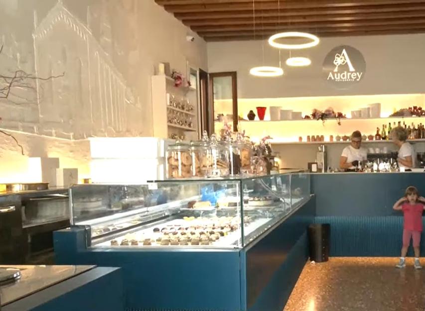 Interior view of Audrey's Bakery in Oderzo, Italy.