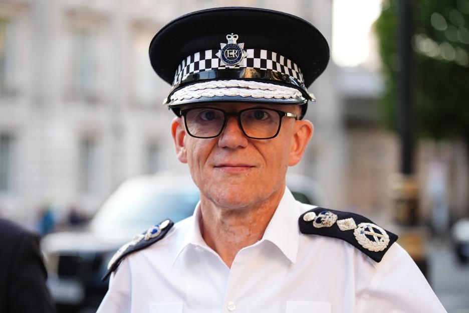 Sir Mark Rowley, Metropolitan Police Commissioner, leaving a meeting.