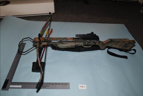 Crossbow used in a plot to attack mosques and synagogues.