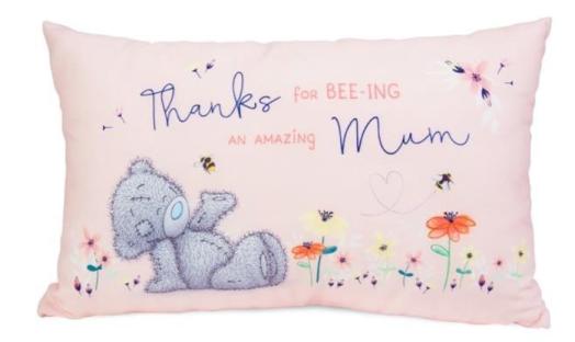 Pink cushion with a Me to You bear and the text