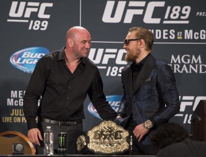 Dana White and Conor McGregor at a UFC press conference.