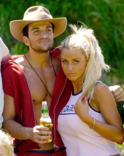 Kerry McFadden and Peter Andre celebrating after winning