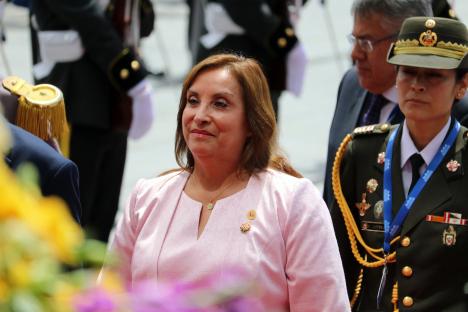 Peru's President Dina Boluarte at Ecuador's presidential inauguration.