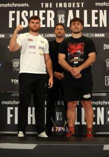 Johnny Fisher and Dave Allen at a press conference for their WBA Intercontinental Heavyweight Title fight.