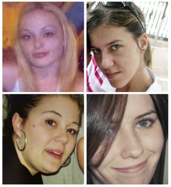 This combination of undated image provided by the Suffolk County Police Department, shows Melissa Barthelemy, top left, Amber Costello, top right, Megan Waterman, bottom left, and Maureen Brainard-Barnes. Authorities on Long Island are vowing to continue investigating a string of killings known as the Gilgo Beach murders after charging an architect in the deaths of three of the 11 victims. Rex Heuermann, 59, is accused of killing Melissa Barthelemy, Amber Costello and Megan Waterman over a decade ago. He is also considered the prime suspect in the death of another woman, Maureen Brainard-Barnes. (Suffolk County Police Department via AP)