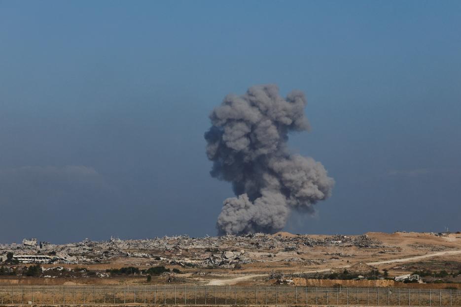 Smoke from an explosion rises over Gaza.