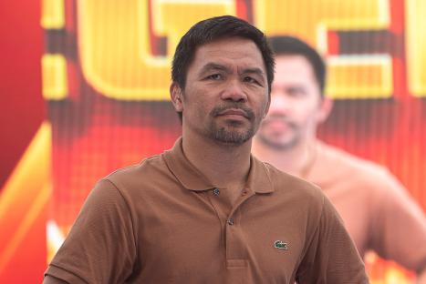 Manny Pacquiao at a press conference.