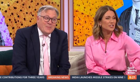 Susanna Reid and a male guest on Good Morning Britain.