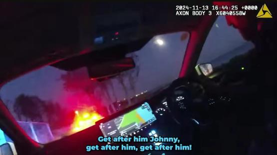 Dramatic moment disqualified driver leads cops on 80mph police chase before trying to flee on foot