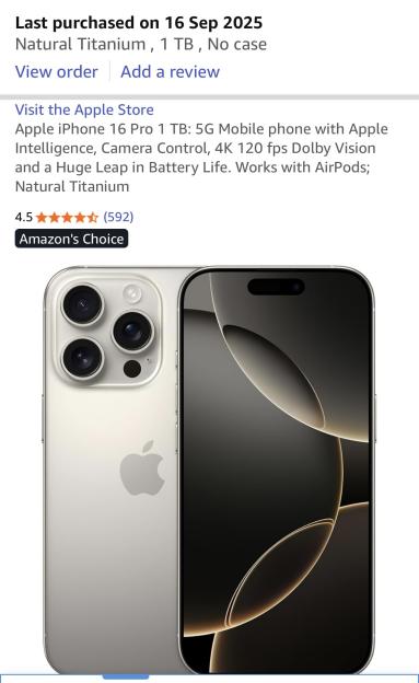 A photo of an iPhone 16 Pro in Natural Titanium with its back and screen visible.