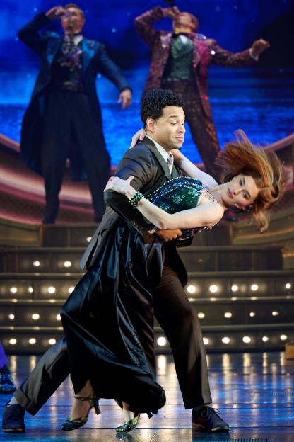 Corbin Bleu and Amber Davies perform during "The Great Gatsby" photocall.