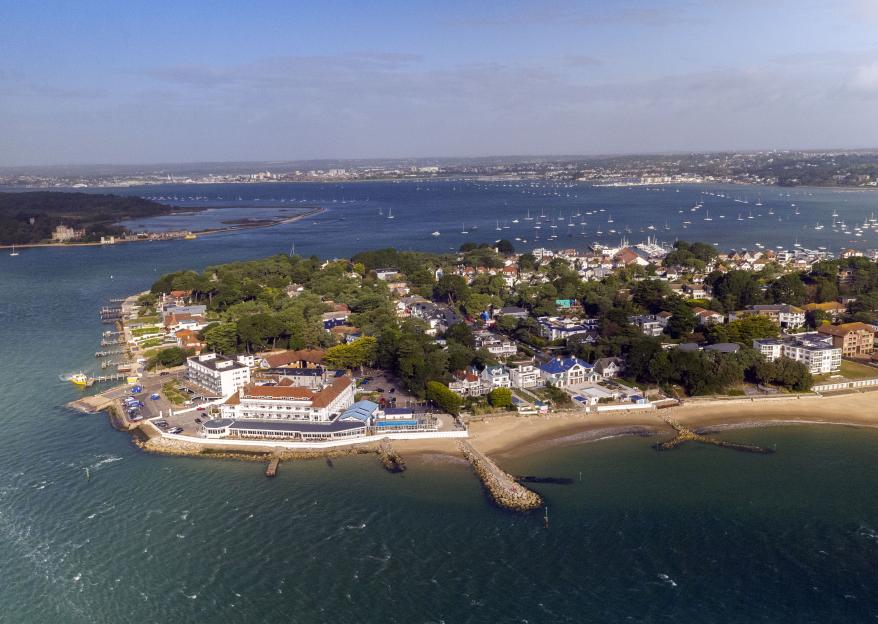 Aerial view of Sandbanks, Poole, Dorset.