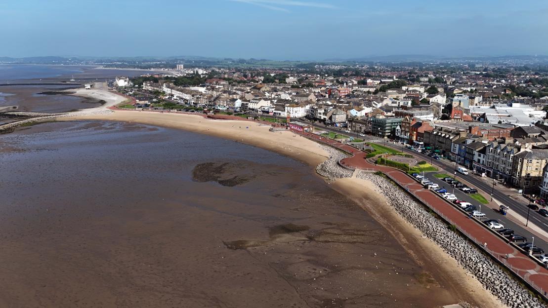 Aerial view of Morecambe, England.