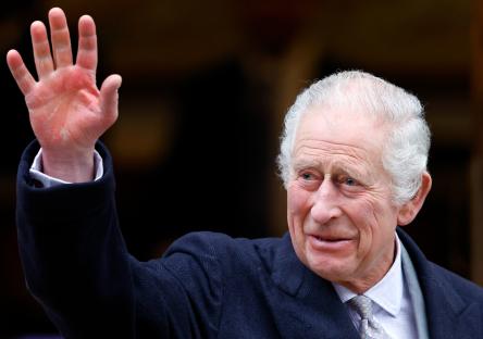 King Charles III waving goodbye.