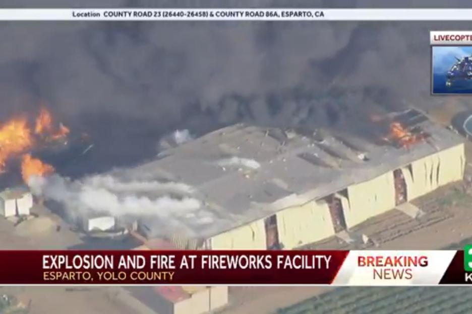Massive explosion totally destroys fireworks warehouse in California leaving ‘everything shaking’ as residents flee