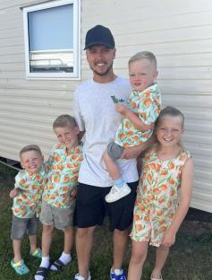 Father and his four children.