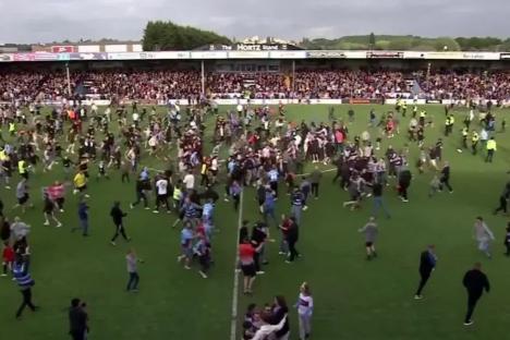Former Championship club win promotion to National League as fans go wild after nightmare decade