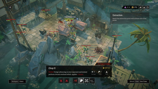 Gameplay screenshot of Rogue Waters showing a turn-based battle.