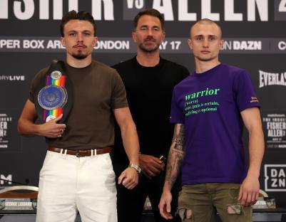 Boxers George Liddard and Aaron Sutton at a press conference.